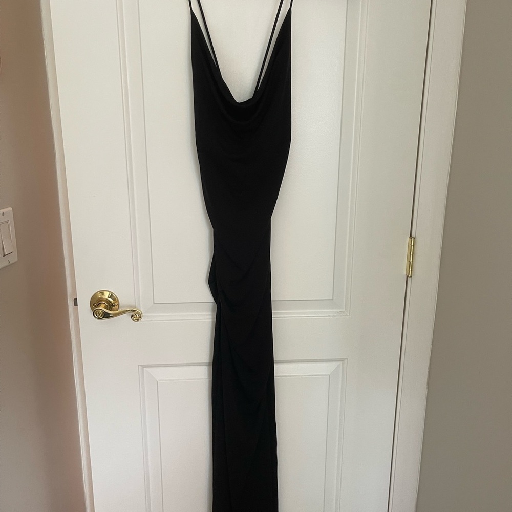 Nicole Miller Black Cowl Neck Maxi Slip Dress